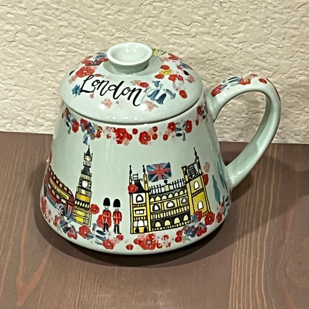 World Market London Mug W/Lid City Scenes Ceramic Vintage